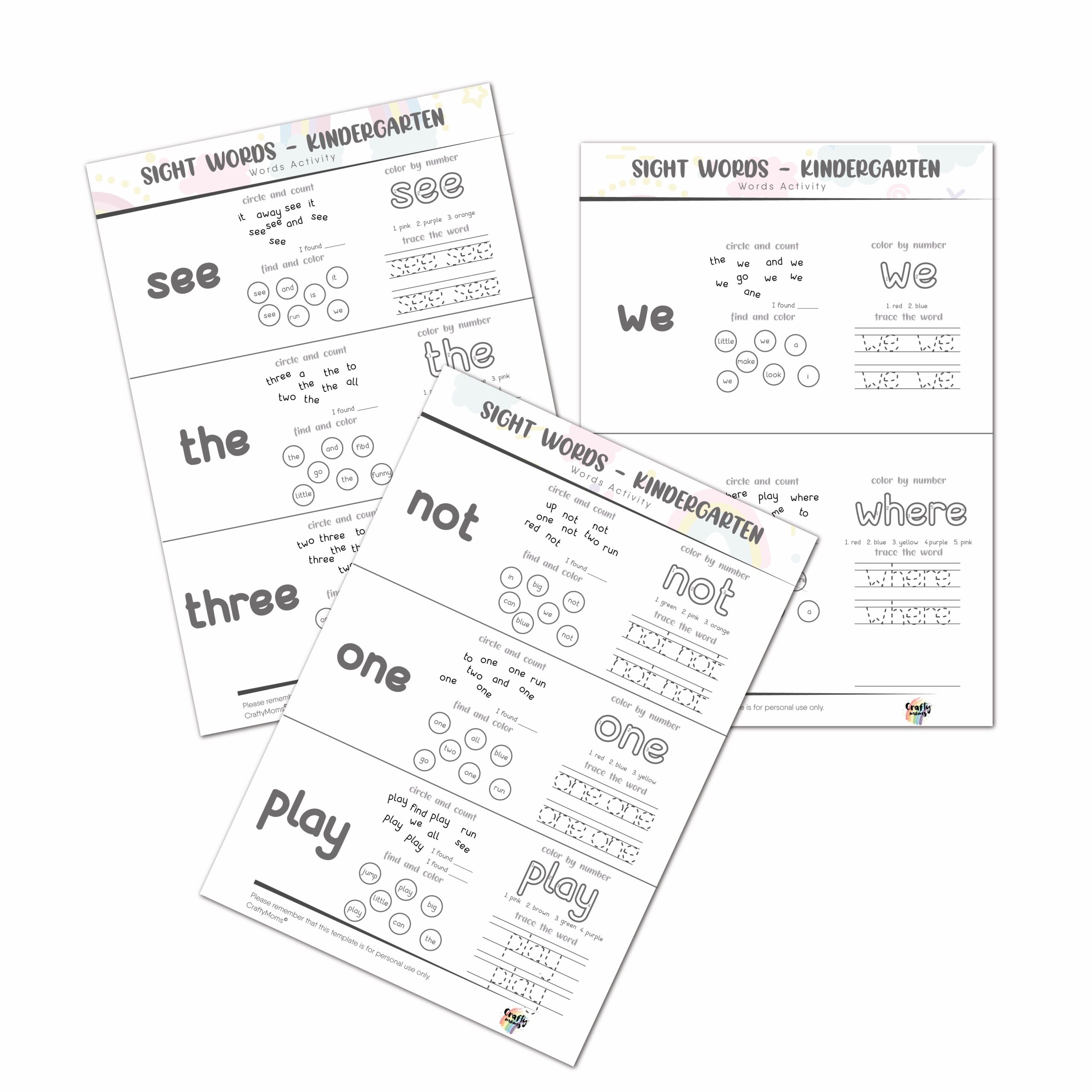 Sight Words Pre-K Level